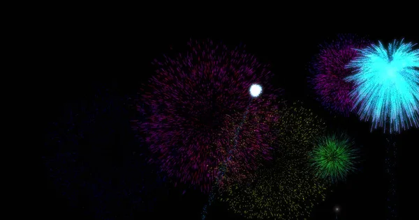 Imagem Natal Colorido Fogos Artifício Ano Novo Explodindo Céu Noturno — Fotografia de Stock
