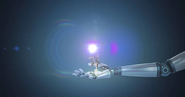 Bild Xande Och Glödande Ljus Ver Hand Robot Arm Rkt — Stockfoto
