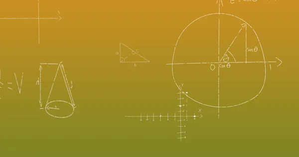 Bild Mathematischer Gleichungen Auf Grünem Hintergrund Globale Wissenschaft Und Digitales — Stockfoto