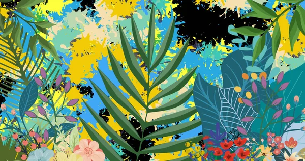 Renkli Lekeler Üzerinde Bitki Resimleri Arkaplan Rengi Hareket Enerji Arkaplan — Stok fotoğraf