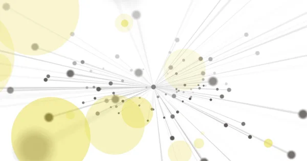 Beyaz Arkaplanda Bağlantı Ağı Turuncu Noktalar Görüntüsü Yaratıcı Dijital Olarak — Stok fotoğraf