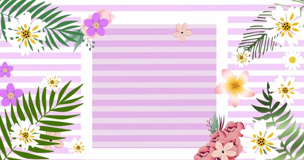 Image Multiple Flowers Moving Pink Background Education Learning Concept Digitally — Stock Photo, Image