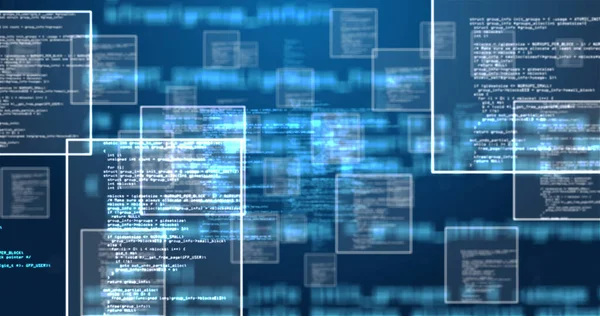 Image of data processing over black background. global communication, data processing and digital interface concept, digitally generated image.