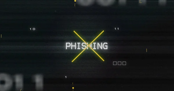 Obrázek Rušení Nad Phishingovým Textem Zpracováním Dat Deskou Počítačových Obvodů — Stock fotografie