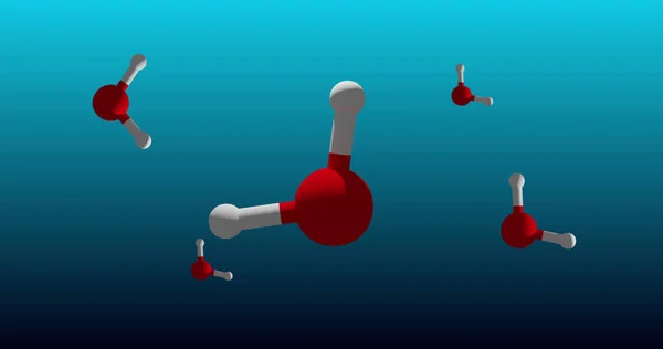 Obraz Molekuł Obracających Się Niebieskim Tle Koncepcja Nauki Chemii Biologii — Zdjęcie stockowe