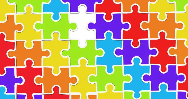 Kép Színes Puzzle Fehér Háttér Büszkeség Hónap Ünnepség Koncepció Digitálisan — Stock Fotó