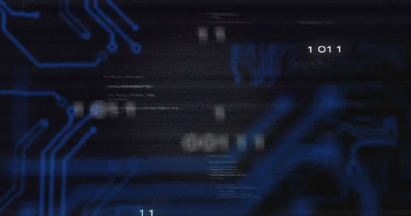 Afbeelding Van Gegevensverwerking Blauwe Geïntegreerde Schakeling Zwarte Achtergrond Gegevensverwerking Computer — Stockfoto