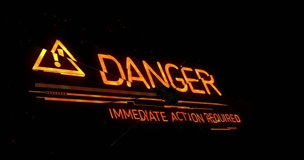 Image Danger Sign Text Black Background Emergency Nuclear Sign Concept — Stock Photo, Image