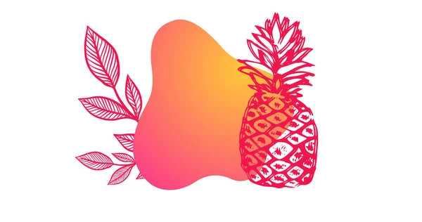 Bild Rosa Blad Och Ananas Med Rosa Till Orange Form — Stockfoto