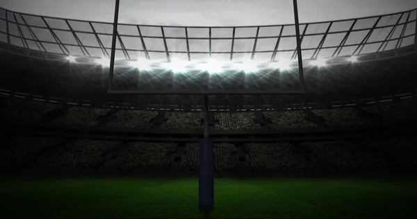 Immagine Portieri Football Americano Cielo Nuvoloso Allo Stadio Illuminato Sport — Foto Stock