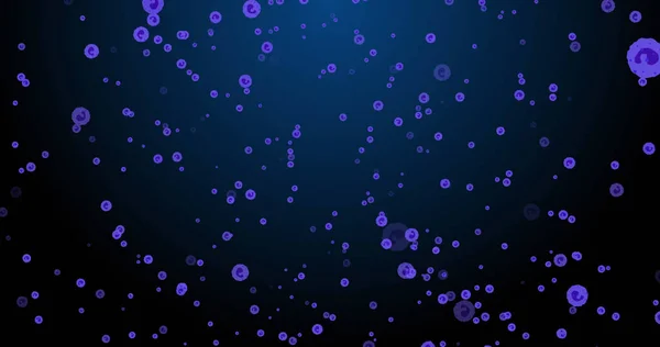 紫色圆圈落在海军背景上的图像 人类生物学 细胞和医学概念数字生成的图像 — 图库照片