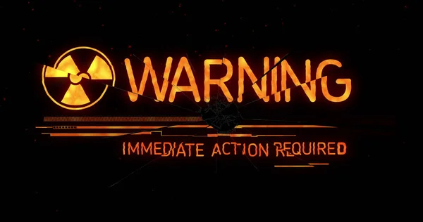 Image Warning Text Biohazard Symbol Black Background Emergency Nuclear Sign — Stock Photo, Image