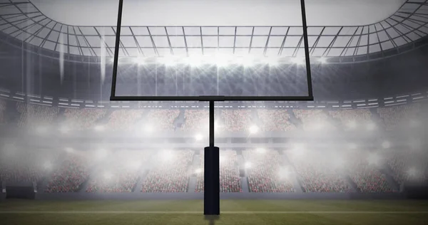 Immagine Portieri Football Americano Cielo Nuvoloso Allo Stadio Illuminato Sport — Foto Stock