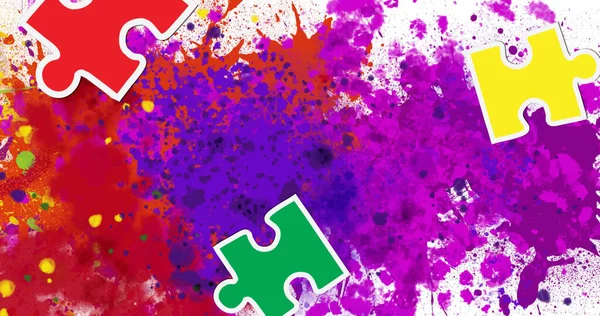 Afbeelding Van Kleurrijke Puzzel Kleurrijke Vlekken Creatief Maand Viering Concept — Stockfoto