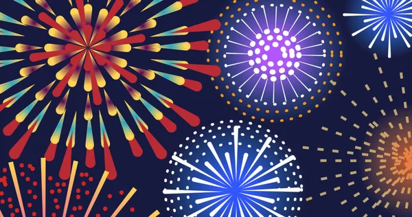 Bild Explodierender Bunter Feuerwerkskörper Auf Schwarzem Hintergrund Neues Jahr Feier — Stockfoto