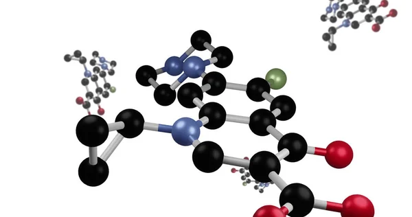 Imagem Moléculas Que Giram Sobre Fundo Branco Conceito Ciência Química — Fotografia de Stock