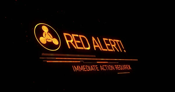 Imagem Sinal Alerta Vermelho Texto Fundo Preto Conceito Signo Nuclear — Fotografia de Stock