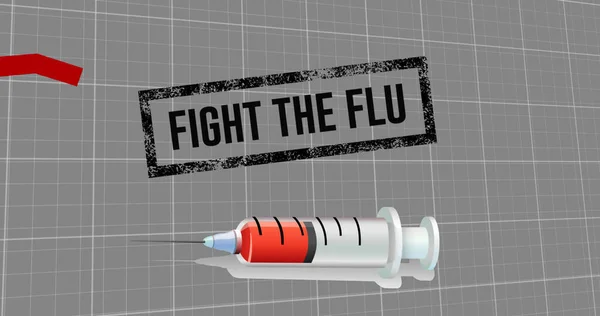 Image Fight Flu Text Syringe Icon Graph Grey Background Medical — Stock Photo, Image