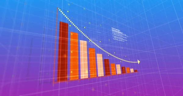 Immagine Dell Elaborazione Dei Dati Finanziari Sfondo Blu Business Globale — Foto Stock