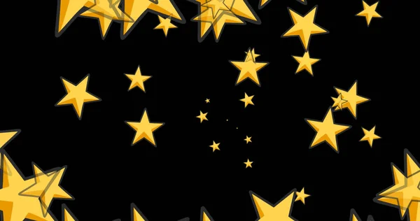 Siyah Arkaplanda Yüzen Birden Fazla Yıldızın Görüntüsü Parti Kutlama Konsepti — Stok fotoğraf
