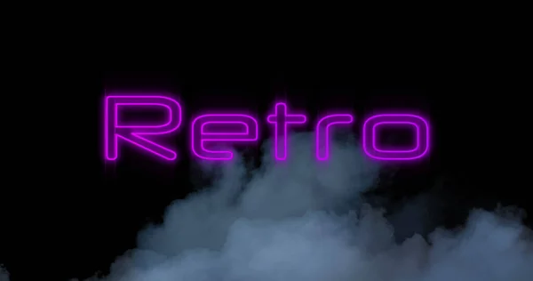 Immagine Digitale Neon Viola Retrò Segno Testo Sopra Effetto Fumo — Foto Stock