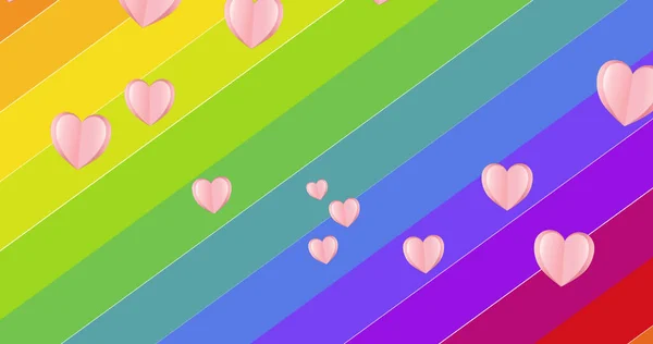 Imagen Corazones Textos Orgullo Con Iconos Sobre Arco Iris Orgullo —  Fotos de Stock