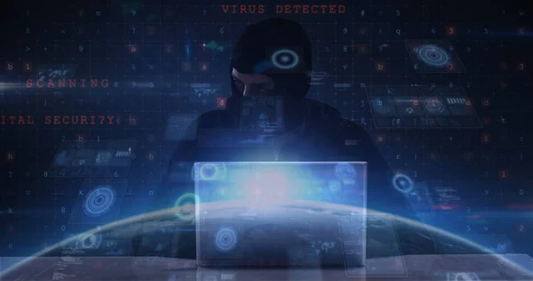 Bild Cyberattack Varning Över Skop Skanning Och Hacker Global Internetsäkerhet — Stockfoto