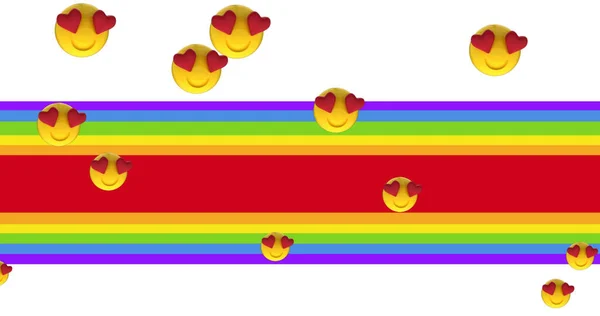 Immagine Icone Emoji Con Linee Arcobaleno Sfondo Bianco Orgoglio Mese — Foto Stock