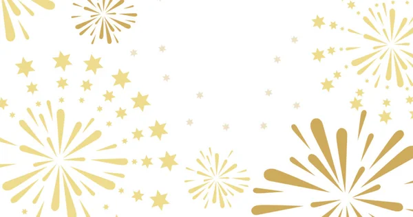 白い背景に金の花火がスクロール爆発のイメージ お祝いパーティー伝統季節のイベントコンセプトデジタルで生成されたイメージ — ストック写真