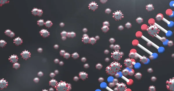 Covid Hücrenin Dna Iplikçiklerinin Görüntüsü Küresel Covid Salgın Konsepti Dijital — Stok fotoğraf