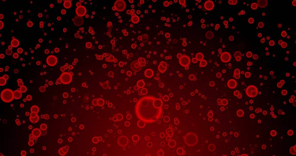 Зображення Червоних Бульбашок Падають Темно Червоний Фон Наука Біологія Людини — стокове фото