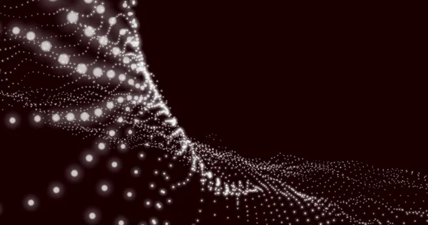 Bild Von Mehreren Leuchtenden Lichtpunkten Die Ein Wellenförmiges Netz Bilden — Stockfoto
