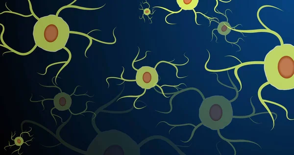 Image Lime Neuron Cells Blinking Navy Background Science Human Biology — Stock Photo, Image