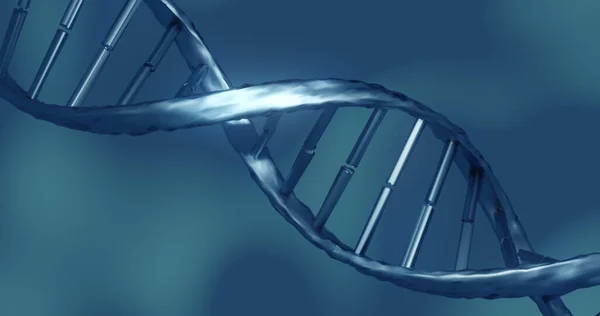 Bild Dna Strängen Blå Bakgrund Globalt Koncept För Vetenskap Dna — Stockfoto