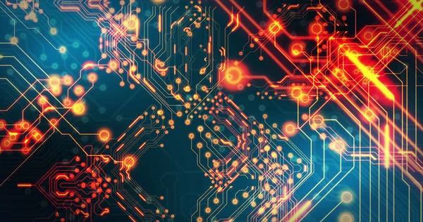 Siyah arkaplan üzerinde teknoloji devresi görüntüsü. küresel teknoloji ve dijital arayüz kavramı dijital olarak oluşturulmuş görüntü.