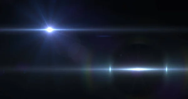 Obraz Dwóch Promieni Białego Światła Poruszających Się Czarnym Tle Technologia — Zdjęcie stockowe