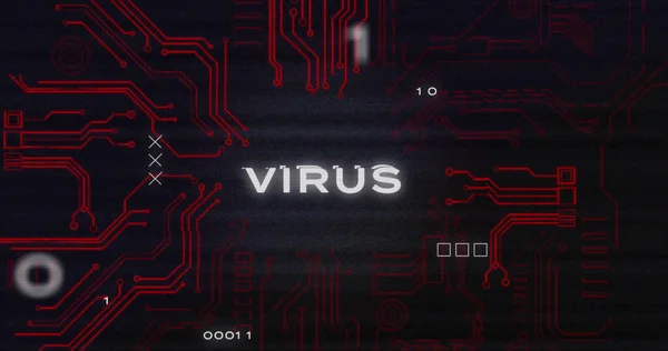 Image Interference Virus Text Data Processing Computer Circuit Board Global — Stock Photo, Image