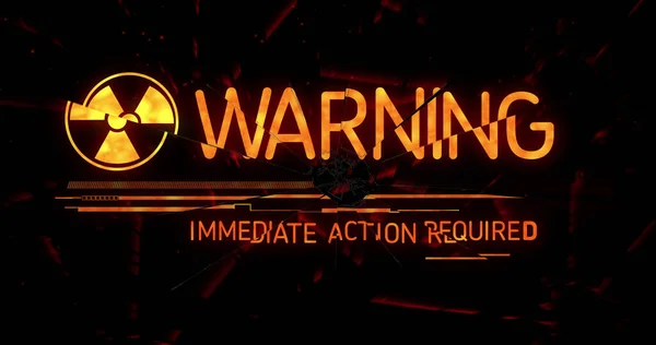 Image Warning Text Biohazard Symbol Black Background Emergency Nuclear Sign — Stock Photo, Image