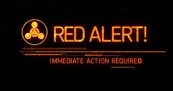 Image Red Alert Sign Text Black Background Emergency Nuclear Sign — Stock Photo, Image