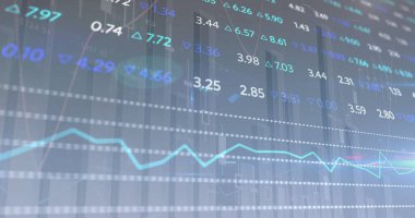 Finansal veri işleme ve borsa görüntüsü. küresel iş, finans ve veri işleme kavramı dijital olarak oluşturulmuş görüntü.