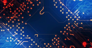 Siyah arkaplan üzerinde teknoloji devresi görüntüsü. küresel teknoloji ve dijital arayüz kavramı dijital olarak oluşturulmuş görüntü.