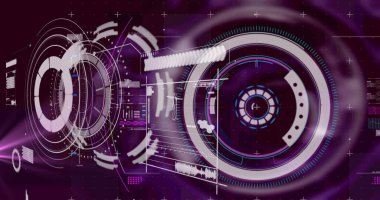 Siyah arkaplanda veri işleme resmi. küresel teknoloji ve dijital arayüz kavramı dijital olarak oluşturulmuş görüntü.