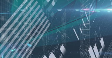 Bilgisayar sunucuları üzerinde istatistik ve veri işleme resmi. küresel teknoloji, veri işleme ve dijital arayüz kavramı dijital olarak oluşturulmuş görüntü.