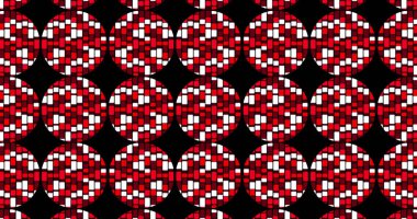 Kırmızı tonlarda daireler ve dikdörtgenler olan soyut bir arkaplan resmi. renk, desen ve hareket kavramı dijital olarak oluşturulmuş görüntü.