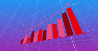 Mavi arka planda finansal veri işleme resmi. küresel iş, finans ve veri işleme kavramı dijital olarak oluşturulmuş görüntü.