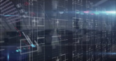 İstatistiklerin resmi, veri işleme ve bağlantı ağları. küresel teknoloji, veri işleme ve dijital arayüz kavramı dijital olarak oluşturulmuş görüntü.