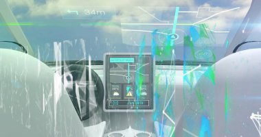 Otomatik kontrol panelinde bağlantı ve veri işleme ağının resmi. küresel teknoloji, veri işleme ve dijital arayüz kavramı dijital olarak oluşturulmuş görüntü.