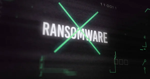 Εικόνα Παρεμβολής Κείμενο Ransomware Επεξεργασία Δεδομένων Και Πλακέτα Κυκλωμάτων Υπολογιστή — Φωτογραφία Αρχείου