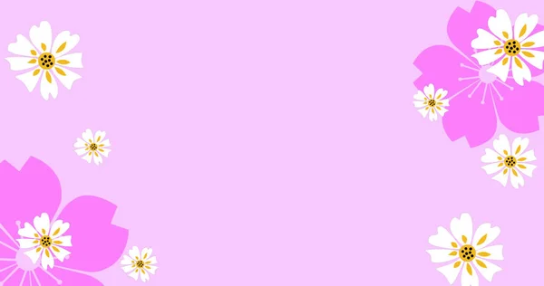 Εικόνα Πολλαπλών Λουλουδιών Που Κινούνται Πάνω Από Ροζ Φόντο Εκπαίδευση — Φωτογραφία Αρχείου