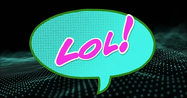 Image Lol Text Blue Dots Black Background Social Media Communication — Stock Photo, Image